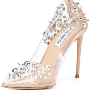 Steve Madden Clear and Nude Spiked Heels